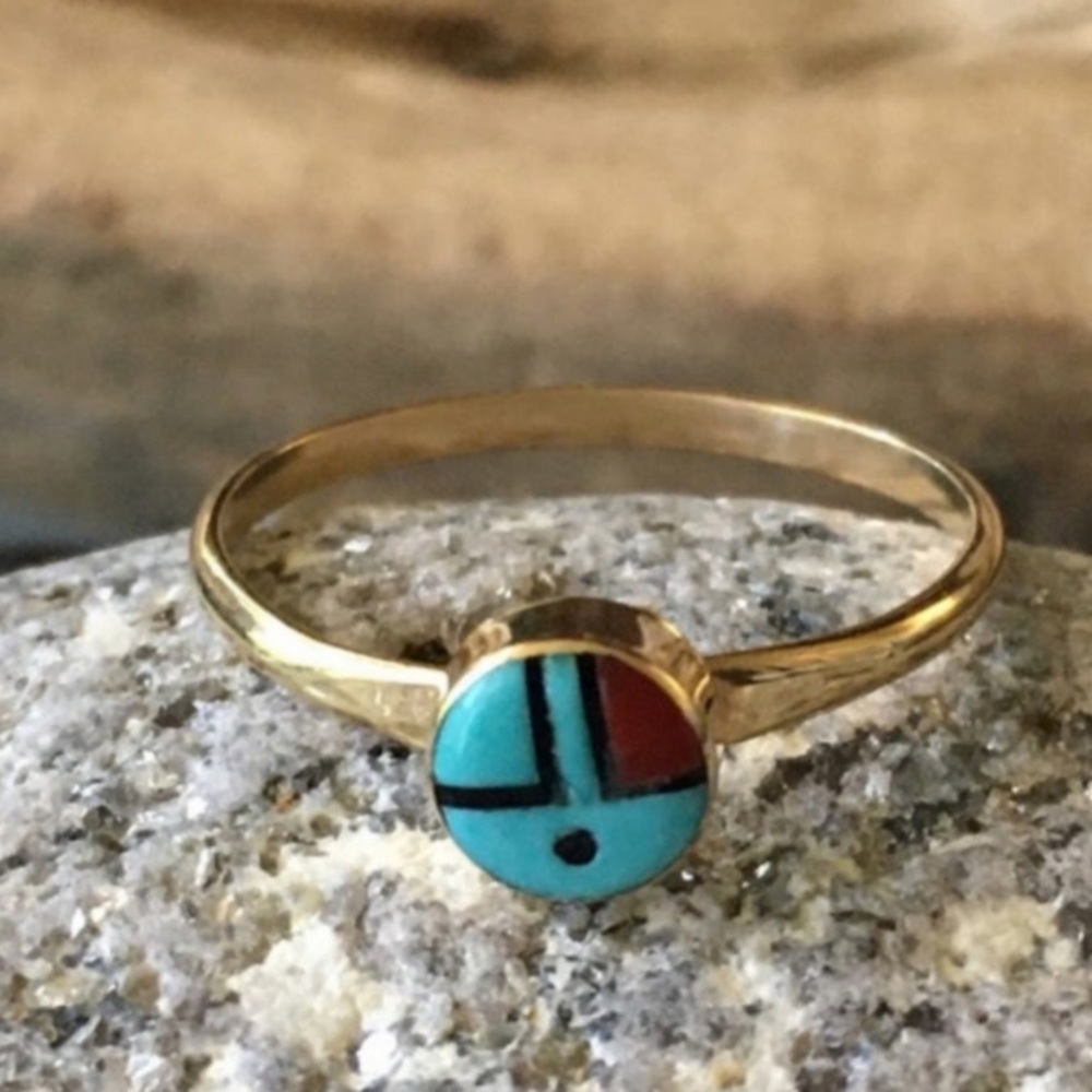 Native American 14kGold Received Ring - Picture 1 of 5